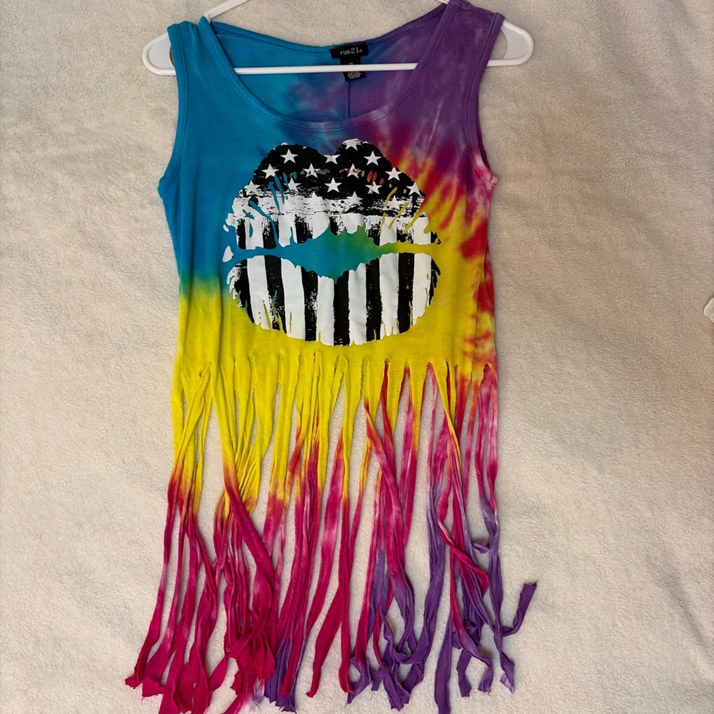 Rue21 Rainbow Fringe Top